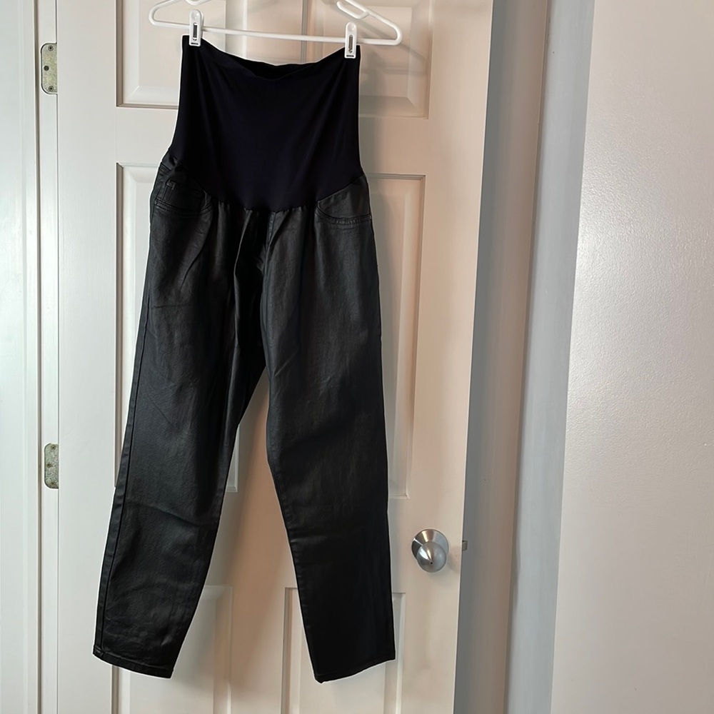 Indigo Blue Maternity Black Coated Denim Jeans - Size XL